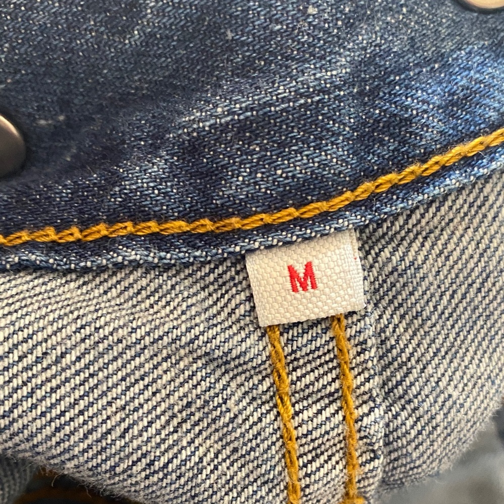 Levi's Women’s Denim Overalls straight leg blue pockets distressed boho hippie - Picture 10 of 13